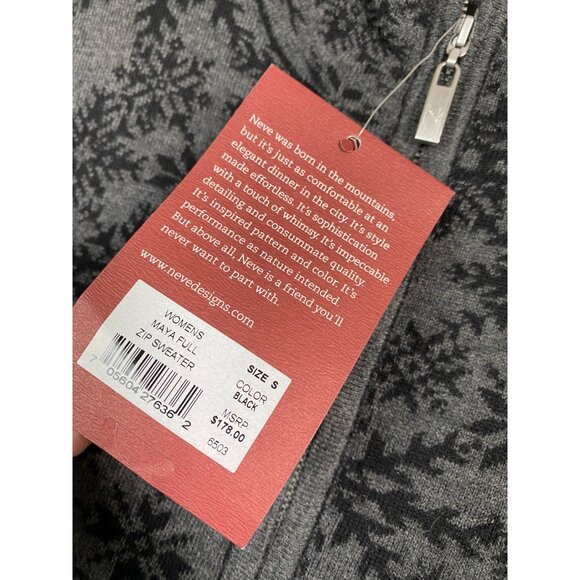 NEW Neve Designs Maya Full Zip Sweater Women Small Gray Wool Blend Snowflake - Picture 15 of 16